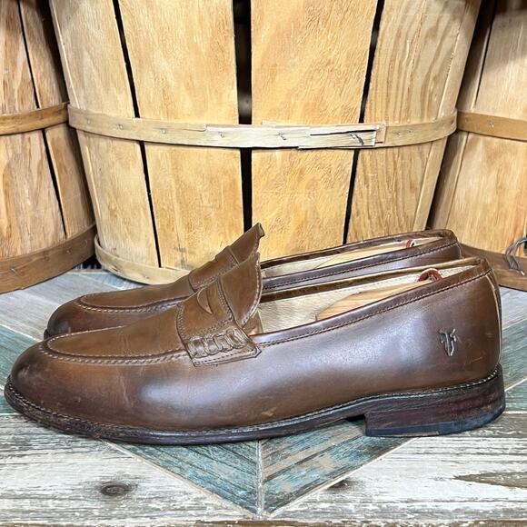 The Frye Company James 80195 Brown Leather Slip-On Penny Loafers Mens Size 11 main image 12